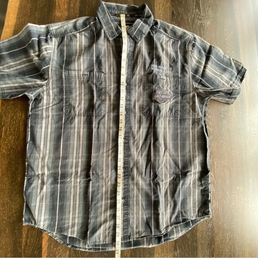 Harley Davidson Inside Passage Ketchikan Alaska Short Sleeve Button Down Shirt